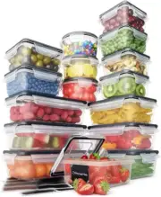 BPA Free Stackable Food Storage Set Airtight Freezer Microwave Safe Containers