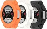 3pcs Protector Case Cover Intended for Amazfit T-Rex 2 TPU Anti-Scratch Bumper Protective Shell Intended for Amazfit T-Rex 2 T-Rex2 Smartwatch Protector (Black/White/Orange)