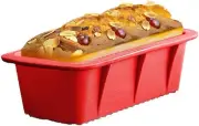 1Pcs Silicone Loaf Pan Rectangular Non-Stick Bread Cake Baking Mold Tins Red