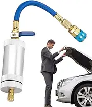 Refrigerant Fill Tool – R12 R134A Adapter – 2oz Capacity Aluminum Tank | High Pressure with Precision Valve, for Car Climate Systems, Includes AD50 Connector, 600PSI-3000PSI, 14.8 in