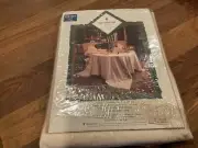 WATERFORD Linens Barons Court Banquet Size 90" ROUND Ivory Damask Tablecloth NIP