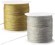 218 Yards/656 Feet Metallic Cord 2 Pcs Spool Metallic Thread Colored Jewelry Thr