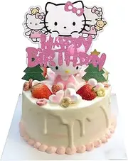 PTATT Hello Kitty Cake Toppers, Kitty Cupcake Topper, 1 x, Pink and White, Party, Birthday