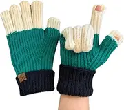 [JINZIJINYU] Winter Knitted Touchscreen Gloves Contrast Color Fingerless Wool Gloves Winter Touch Screen Split Finger Cycling Gloves