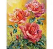 Pink Roses Flower Diamond Painting Design Embroidery Simple Displays Decorations