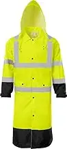 Ironwear 9511 Hi-Visibility Reflective Rain Jacket with Tuck away Hood Badge and Radio Clip (X-Large)