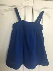 NWT 3/4 or 6/7 Mini Boden Navy Blue Floaty Cotton Sun Top Lined Embroidered