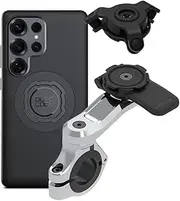 Quad Lock Motorcycle Handlebar Phone Mount PRO Chrome with Vibration Dampener and MAG Phone Case for Galaxy S25 Ultra