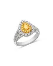 Bloomingdale's Fine Collection Yellow & White Diamond Pear Halo Ring in 18K Yellow & White Gold, 1.22 tcw