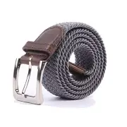 Canvas Elastic Fabric Woven Stretch Multicolored Braided Belts Large Dark Grey