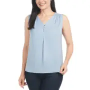 Hilary Radley Ladies' Sleeveless Blouse SIZE L COLOR VINTAGE BLUE