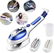 Handheld Electric Iron, Multifunctional Travel Clothes Steamer Ceramic Steam Brush, for Vertical and Flat Ironing Garment Steamer,Blue