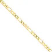 14K Yellow Gold 8 Inch 8.75mm Concave Open Figaro With Lobster Clasp Bracelet