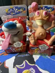 Pair Of Ren And Stimpy Talking Plush Dolls 1993 Mattel NIB Working!