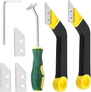 Glarks 7Pcs Grout Remover Tool Kit, Including 2Pcs Tile Grout Hand Saw with 3Pcs Extra Blades Replacement and a 4-in-1 Carbide Head Caulking Removal Tool for Tile Joints/Seams/Corner Cleaning Tool