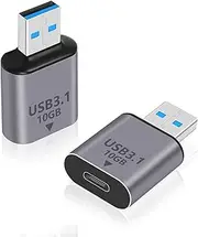 Duttek USB A to USB C Adapter, 10Gbps USB C to USB 3.1 Gen 2 Adapter, USB Male to USB C Female Adapter OTG Fast Charging for iPhone, MacBook, PC, Laptop, Charger, Power (Pack of 2)