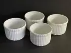 CRATE AND BARREL ROUND RAMEKIN BAKEWARE SMALL BOWLS 3.75” X 2.5”WHITE SET Of 4