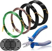 SPEEDWOX Bonsai Wire Set 4 Rolls with 3 Size 1mm 1.5mm 2mm Aluminum Wire Total 131.2 Feet CR-V Bonsai Wire Cutter 3pcs Round Flower Pot Hole Mesh Pad Tree Traning Kit Bonsai Tree Wire Kit Bonsai Tools