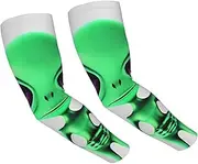 [FHEDVBN] Green alien Arm Sleeves Compression Arm Covers for Men Women Outdoor Sun Sleeves Cooling Sports Sleeve, Black