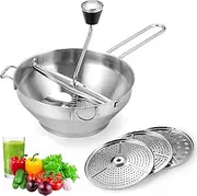 Food Mill Made of Stainless Steel with 3 Sieve Inserts, Jam Mill, Stainless Steel Vegetable Mills, Large Food Mill for Pressing Fruit, Vegetables, Tomatoes, Mashed Potatoes, Baby Food