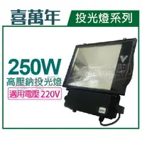 在飛比找樂天市場購物網優惠-喜萬年 250W 220V 白光 複金屬投光燈 投光燈具 附