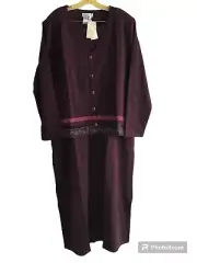 Coldwater Creek 2 Piece Tweed Trim Knit Dress Set & Jacket Plum Size 2X