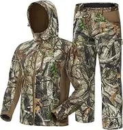 [TideWe] Hunting Clothes for Men with Fleece Lining, Safety Strap Compatible Water Resistant Silent Hunting Jacket and Pants