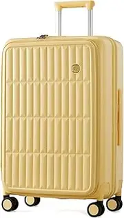 [Generic] Carry On Luggage Suitcases with Wheels: Checked 26 inch Luggage with 8 Spinner Wheels, Expandable Large Suitcase with 100% PC Hard Shell Travel Luggage Suitcases (Cheese Yellow)