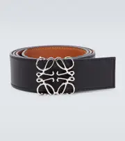[Loewe] Loewe Anagram reversible leather belt Inch 40 black