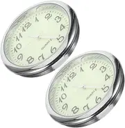 2pcs Car Clock Car Mini Clock Car Dash Clock Tiny Clock Automotive Clock Dashboard Clock Mini Vehicle Clock Car Stick on Clock Auto Clock Small Clock Auto Mini Clock Silver Metal