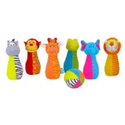 Fiesta Crafts Jingly Jungle Bowling - 6 Animal Skittles and 1 Multicoloured Ball