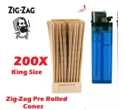 Zig Zag King Size pre rolled Cone 50 / 100 / 150 / 200 Cones + FREE Lighter