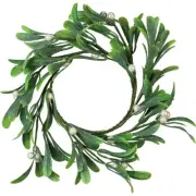 NEW!~Christmas 12" Mistletoe & Berry Candle Ring~Mini Wreath~Home Decor