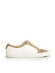 White Leather Metallic Tweed CC Low Top Sneakers