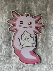 HAPPY VALENTINES DAY AXOLOTL GLITTER SIGN Wall Art Door Hanger Seasonal Holiday