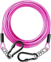 Dog Tie Out Cable 30FT-500Lbs,Heavy Duty Dog Leads Line for Yard with Swivel Hook,Medium Large Dogs Leash&Chains for Outside,Rust Chew Proof Dogs Run Cable for Outdoor Camping (Pink, 30FT)