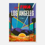 Galrie Vintage Los Angeles United States Airlines Travel Poster for Home Decor, Poster Only, 70 x 100cm (28 x 40inch)