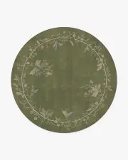 245' Round | Machine Washable Runner Rug | Kid & Pet Friendly | Indoor Rug | Daphne Olive Green Rug | Ruggable