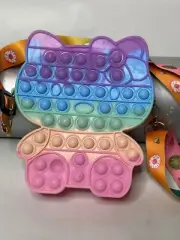 Hello Kitty Popit Purse Rainbow w/Strap Push Pop Stress Fidget Toy Sensory