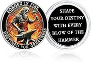 CHURYUML Encouragement Challenge Coins - Forged in Fire Destined for Greatness Inspirational Gifts, Mental Health Coin Motivational Gifts for Women Men Family Friends Students Team Members Colleagues