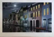 Signed print of original oil painting by Stephen Gunter: Rainbow Moonlight