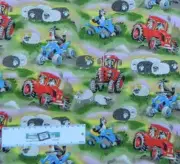 Patchwork Quilting Sewing Fabric TRACTORS and SHEEP DOGS FARM FQ 50X55cm NEW