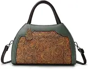 [VRHUIS] Purse and Handbags for Women Vegan Leather Shoulder Hand Bags Top Handle Satchel Crossbody Bag Vintage Embossing Pattern