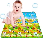 SVCEQZE Kids Play Mat, 200cmx180cm Crawling Matt, Play Floor Mat, Toddler pl-aym-at, Large Padded Non-Slip Rug for Crawling and Playing, Foldable Gift Mat, Waterproof Foldable Play Mat for Kids