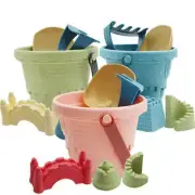 6pcs Kids Baby Silicone Outdoor Beach Toy Set Bucket Sand Shovel Spade Moulds