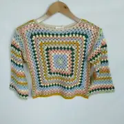Ghanda Girls Crochet Jumper Farrah Blanket Stripe Size Large NEW Granny Square