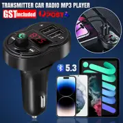 AUBluetooth 5.0 FM Transmitter Car Kit Radio Adapter MP3 Player Dual USB Charger