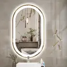 Oval LED Strips HD Mirror 90x45cm Gold Frosted Dimmable Defogger Touch Sensor