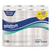 Windsoft 24244 Bath Tissue, Septic Safe, 2-ply, White, 4 X 3.89, 284