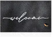 AAZZKANG Welcome Mat Large 24"x36" Non Slip Durable Outdoor Indoor Doormat Ultra Absorb Mud Easy Clean Front Door Rug for Entrance,High Traffic Areas Black